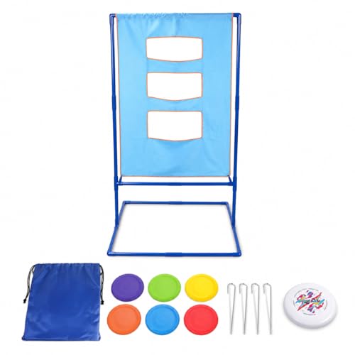 Outdoor Games for Adults Backyard Camping, Toss Game Set, Blue Red, for Family Beach Tailgate - style: 6 soft frisbees (6.4CM) + targ