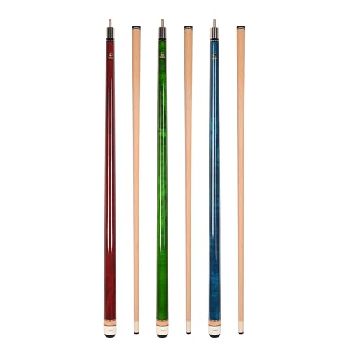 ASKA Set of Wrapless 2-Piece Billiard Pool Cue Sticks L3, 58" Hard Rock Canadian Maple, 13mm Hard Leather Tip, Mixed Weights and Colors - style: Set of 3 Sticks