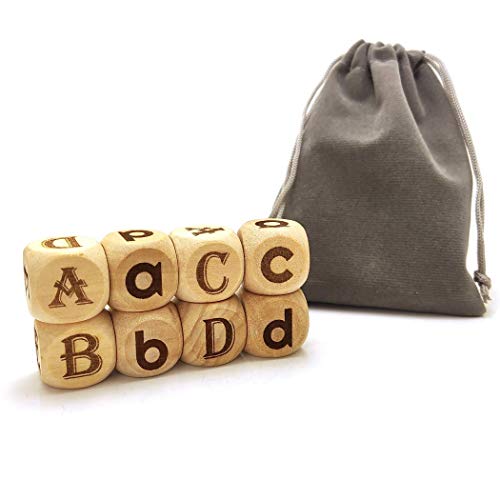 Creative Design Game Dice Set - 20MM Six Sided Square Wooden English Letter Pattern Rolling Dices for Party Gaming Favors 4PCS(M1)+4PCS(M2) - size: 4PCS(M1)+4PCS(M2)