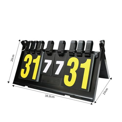 Tabletop Scoreboard 4 Digit Portable Flip Score Keeper Sturdy Construction Secure Fastening Flexible Card Replacement Space Saving Design Versatile Scoring System for Table Tennis