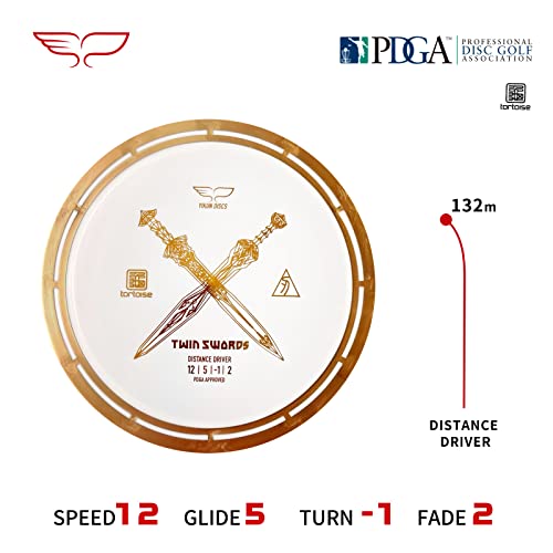 yikundiscs Yikun Twin Swords Understable Distance Driver| Pro Worlds 2025 Limited Edition | Beginner-Friendly Max-Distance Disc | Wind-Resistant & Easy-Glide Control | PDGA Approved 170-175g - color: Golden