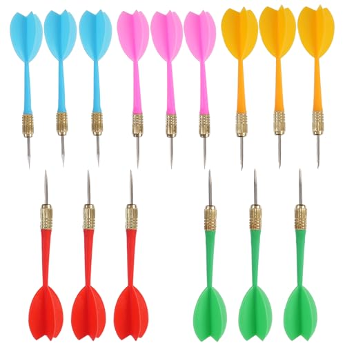 Steel Tip Dart Colorful Dart 15pcs 6g Assorted Color. (Colorful 15pcs, Medium)