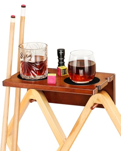 EXTCCT Wall Mounted Cue Holder - Hardwood Billiard Cue Rest and Drink Holder with Chalk Holder 11 x 6.3 x 4.1 Inches (Brown) - color: Brown