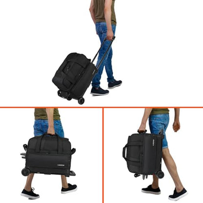 LARIPOP 2 Ball Bowling Roller Bag, Wheeled Bag with Shoe Compartment, Telescopic Handle & Padded Protection for Men Women - color: Black