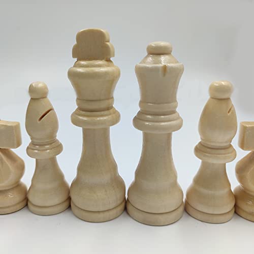 62 Pieces Wooden Checker Pieces & Chess Pieces 2 in 1 Chess Game Set Board Games Accessories Classic Wooden Chess Game Set in 2 Styles and 2 Colors