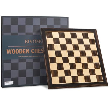 BIVOMON 21.25’’ Wooden Chess Board Professional Tournament Chess Board with 2.2" Squares Large Chess Family Outdoor Board Games (Chess Boards Only)