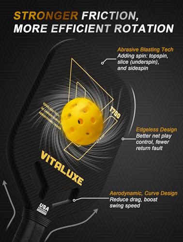 T700 Raw Carbon Fiber Pickleball Paddle, Edgeless 3K Textured Carbon Friction Surface, Thermoformed Raquette Pickleball with Aerodynamic Design used for tournament, Power & Control & Spin Max