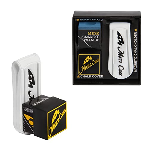 Mezz Smart Chalk Set Pool Cue Chalk + Chalk Holder + Chalk Cover (White w/Black logo)