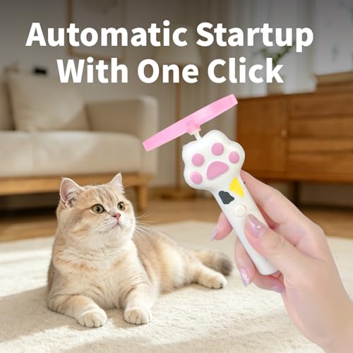 Rechargeable Cat Flying Disc Launcher, Interactive Hunting Fetch Toy with 6 Soft Flexible Flying Spinners, Electric Pet Play Toy, Indoor Outdoor Yard Interactive Exercise Toys for Cats(White) - color: White