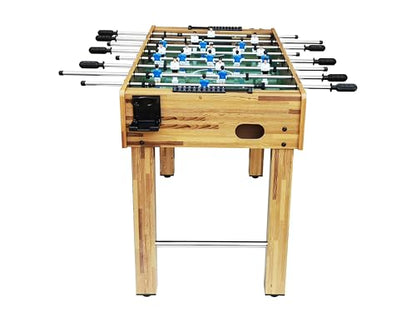 48” Foosball Table, Indoor Soccer Table Game with Steel Rods for Adults & Kids, Wooden Football Table for Family Game Room, Man Cave, Finished in MDF - color: Wood