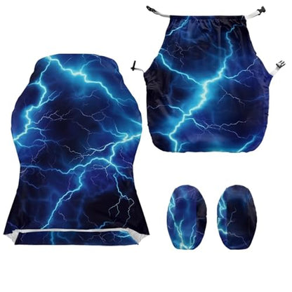 Blue Lightning Print Set of 4 Gaming Chair Covers Slipcovers Stretch Gaming Chair Cover Set Universal Computer Chairs Seat Slipcovers with Armrest Covers - color: Blue Lightning