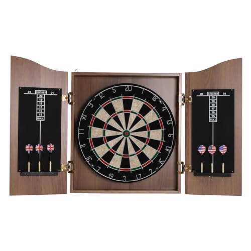 Dart Board Cabinet, 40.15 x 21.25in Dart Board with Cabinet Wall Mount Wooden Dartboards for Adults Easy Assembly, 6 Darts