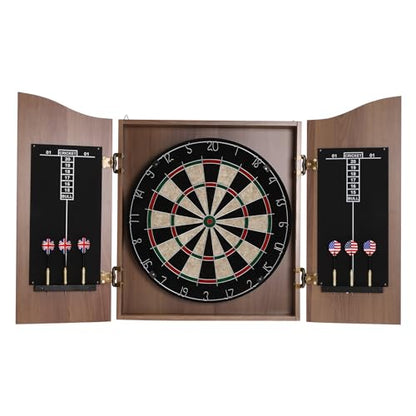 Classic Dartboard Cabinet Sets, Modern Style Woodgrain Self Healing Sisal Complete Accessories Dart Tool with Scoreboards, Improve Concentration Build Arm Strength Entertainment Toy with Friend