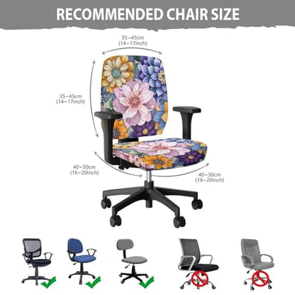 Boho Floral Desk Chair Cover Elastic 4-Piece Set Stretchy Pet Friendly Soft Computer Chair Cover for Home Office and Game Room Chairs - color: Boho Floral