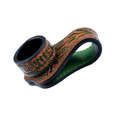 KONLLEN Leather Engraved Chalk Holder Magnetic Vegetable Tanned Leather Pool Cue Snooker Silent Billiard Accessories - color: 04VT Holder-Green-round