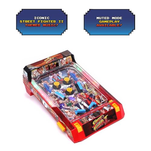Street Fighter II: Arcade Pinball - Premium Series, Lights & Sounds Iconic Tabletop Game, LED Scoreboard, Vibrating Bumpers, Licensed, Adults-Kids 6+