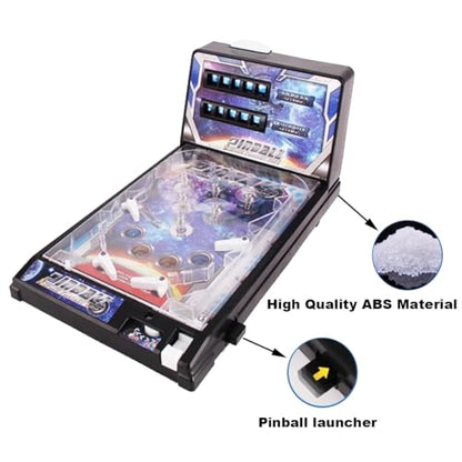 Pinball Games Machine with Light and Stand, Desktop Pinball Ball Shooting Game for Family Kids, Birthday Party Gift, Mini Pinball Game Machine