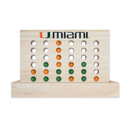 Rico Industries NCAA Mini Travel Team 4 in A Row Mini Game- Wooden, Team Colors, 5.5" x 8" (Miami) - style: Miami