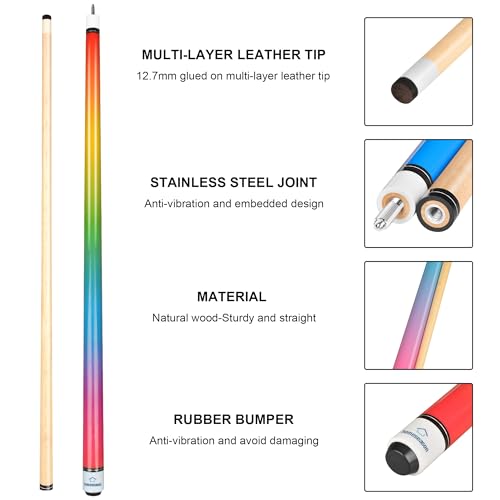 HomeSeason Pool Cues 58 inch Pool Cue Stick with 12.7mm Fiber Leather tip for Beginner, Commercial and Home Entertainment - color: 4-Pack