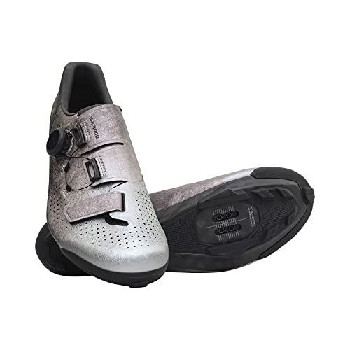 SHIMANO SH-RX801 Men’s Ultralight High Performance Gravel Racing Shoe - color: Silver, size: eur 40