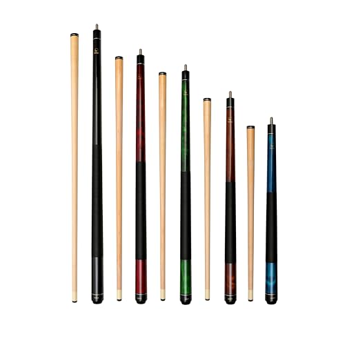 ASKA Short Pool Cue Sets, Canadian Maple Billiard Cue Sticks, 13mm Tip, 5/16x18 Joint, Multi-Set Options for Home & Game Rooms - style: Set of 5 Cues, LS5