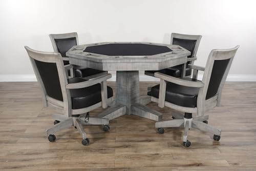 Empire USA Blaze Poker Game & Dining Table Set w/ 4-6 Game Chairs (Weathered Grey Finish Single Chair x 1) - style: Weathered Grey Finish single Chair x 1