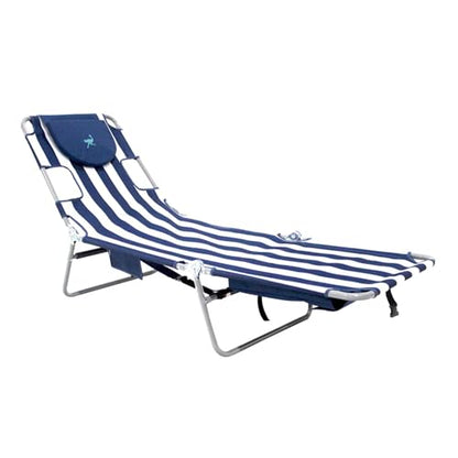 Ostrich the Backpack Chaise Lounge, Folding & Reclining Outdoor Beach Chaise Lounger Chair for Lawn, Pool, Patio, Garden, and Yard, Blue Stripe - color: Striped, style: Backpack Chaise