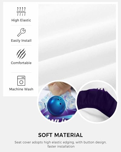 Computer Office Chair Cover, Sports Theme Modern Athlete Competitive Bowling Ball Game Split Stretchable Chair Seat Covers, Removable Washable Universal Desk Rotating Chair Slipcover Protector
