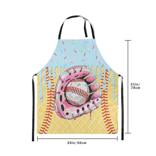 Castle Fairy Ice Cream Drip Baseball Kids Kitchen Apron - color: Pink Yellow