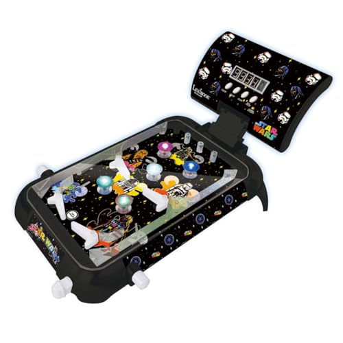 Lexibook, Star Wars, Electronic Table Pinball, Digital Score with LED Screen, Sound & Light Effects, 4 Flippers, Star Wars Design, Black, JG610SW