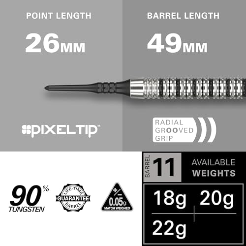 TARGET Darts EXO Edition 90% Tungsten Soft Tip Darts Set – Professional Soft Tip Dart Sets, Pixel Tip Darts with Pro Grip Shafts and No.6 Flights - size: 20G, style: EXO 11