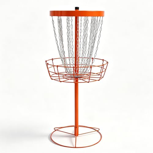 24 Chain Portable Disc Golf Basket Target – Heavy Duty Disc Golf Training Basket with 4 Ground Stakes, Easy Assembly, for Backyard, Camping, Outdoor Games & Indoor Practice