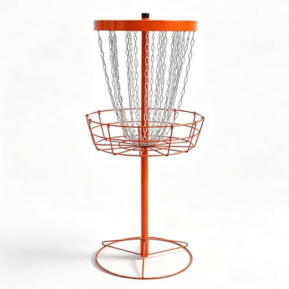 24 Chain Portable Disc Golf Basket Target – Heavy Duty Disc Golf Training Basket with 4 Ground Stakes, Easy Assembly, for Backyard, Camping, Outdoor Games & Indoor Practice