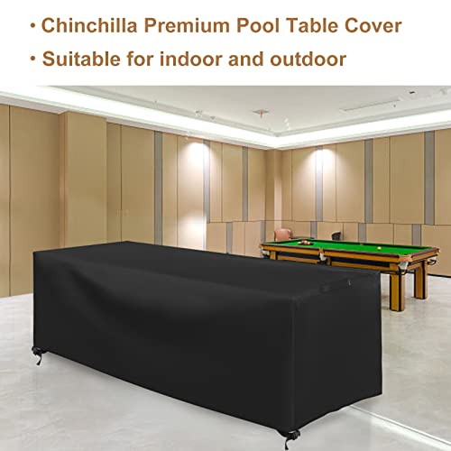 CHINCHILLA 7/8/9 ft Pool Table Cover, Waterproof Sunscreen Billiard Cover Polyester Fabric ，for Snooker Billiard Table Cover - color: Black, size: 8FT- (100"L x 56"W x 33"H)