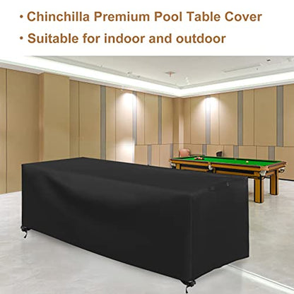 CHINCHILLA 7/8/9 ft Pool Table Cover, Waterproof Sunscreen Billiard Cover Polyester Fabric ，for Snooker Billiard Table Cover - color: Black, size: 9FT -(112"L x 62"W x 33"H)