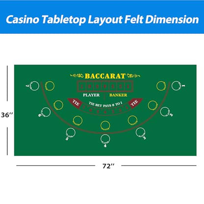 GSE Games & Sports Expert 36" x 72" Double-Sided Casino Layout Felt, Las Vegas Style Tabletop Mat for Parties, Home Entertainment, Poker Game Night - style: Blackjack&Baccarat