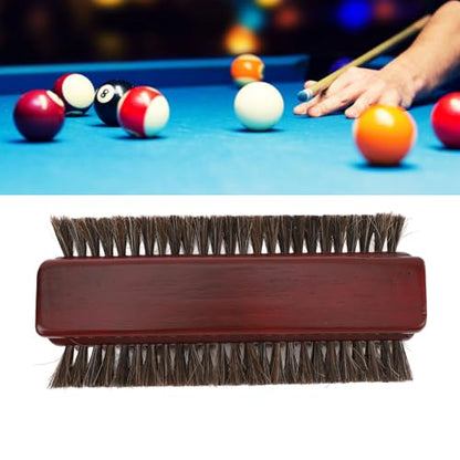 Pool Table Brush, Wood Horse Hair 3 Sided Billiards Brush Cleaner for Cleaning Pool Tables Corner, Wooden Billiards Pool Table and Rail Brush Set