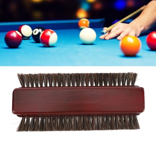 Billiard Table Brush, 3 Sided Horse Hair Cleaner Pool Table Wood Handle for Corners Edges Home Game Room Commercial Maintenance