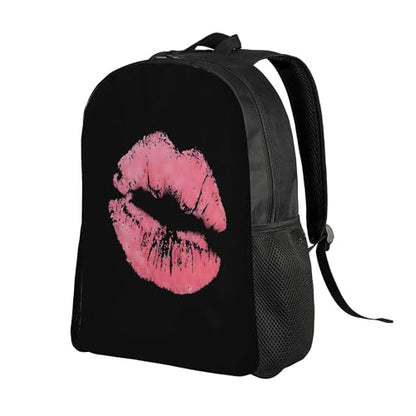 Kiss Pink Lips Print Backpacks For Men Women Book Bag Travel Hiking Camping Work Lightweight - color: Ye18