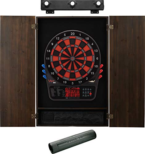 Viper 800 Electronic Dartboard, Metropolitan Espresso Cabinet, Laser Throw Line & Shadow Buster Dartboard Light Bundle - color: Espresso, style: Mat Throw Line