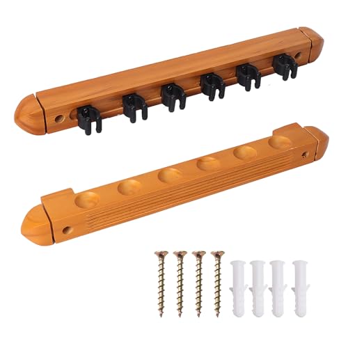GSE Games & Sports Expert 2-Piece 6/8/12 Billiard Pool Cue Rack Wall Mounted Holders, Billiard Cue Sticks Wall Rack Set - style: 6 Cue - Oak