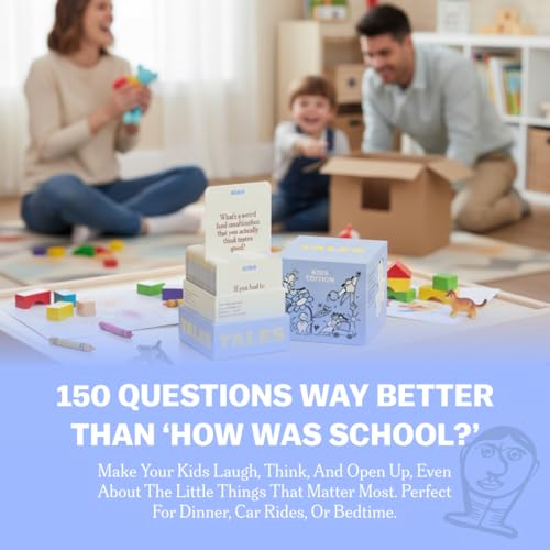 TALES 150 Conversation Cards, Kids Edition, Fun Family Games for Kids, Perfect for Dinners, Road Trips, Classrooms & Game Nights, Gifts & Gatherings, Conversation Starters to Spark Creativity - color: Kids Edition