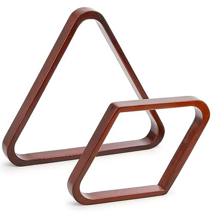 TOPZEA Set of 2 Wooden Billiard Ball Racks, Vintage Solid Wood 8-Ball Triangle Ball Rack 9-Ball Diamond Rack Set Table Pool Balls Racks for Standard 2-1/4" Balls, Snooker, Pool Table Accessories