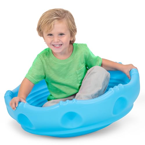 Simplay3 Two Sided Rock Around Wobble Disk and Climbing Dome for Toddlers and Kids - Rocking and Climbing - Indoor/Outdoor, Made in USA (Blue, 1 Pack) - color: Blue, size: 1 Pack