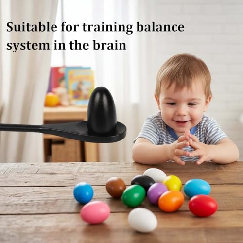 24PCS Egg Spoon Race Game Set, Relay Race Games Wooden Egg Balance Game for Outdoor Lawn Games