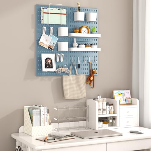Pegboard Combination Kit, 4 Peg Boards Blue Pegboard for Walls, Office Wall Organizer, Gaming Room Wall, Nursery Storage, 22"x22" - color: Blue