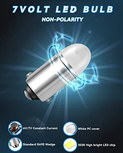 Keiurot GE44 47 756 755 Bulb for Pinball Machine Light Bulb 1893 1895 1847 Bulb BA9S DC 6.3V 6V Led Bulbs, White 10Pack - color: White, size: BA9S