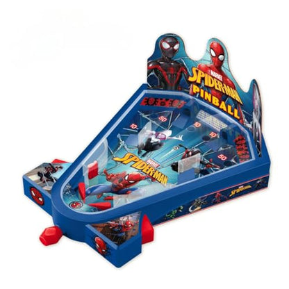 World Tech Toys Marvel Spider-Man Tabletop Pinball Game – Kids Mini Arcade Toy with Launcher & Metal Ball - Marvel Licensed - Spiderman Gift for Ages 3+