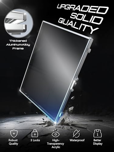 Ultra-Thin 31.4 x 23.6inch Portable Aluminum Card Display Case with Felt Tote Bag, High-Transparency Acrylic, 3 Anti Theft Locks, Sports Trading Card Show Case for Collectible Cards Jewelry Jersey - color: Silver