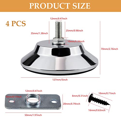 5Inch Billiard Table Feet, 4 PCS Pool Table Leg Levelers Adjustable Furniture Levelling Feet, Metal Table Leg Levelers Heavy Duty Leveling Feets, Leveling Risers for Football Table,